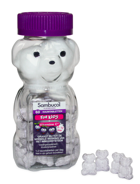 hangerig-rillerig-zakdoeken-ziek-zwarte-vlierbessen-positieve-werking-mini-beer-kauw-tabletten-vitaminnen-winnen-teddybeer-gezond-kinderen